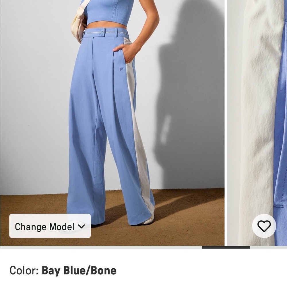 Fabletics Women's Blue and White Wide-Leg Pants/Trouser/Golf Pant (Large, Tall)